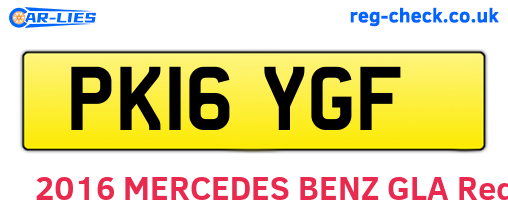 PK16YGF are the vehicle registration plates.