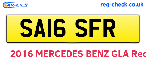 SA16SFR are the vehicle registration plates.