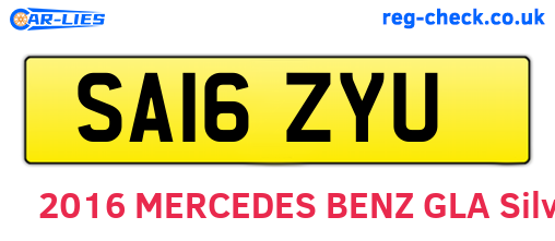 SA16ZYU are the vehicle registration plates.