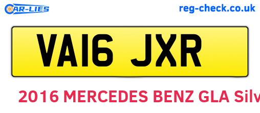 VA16JXR are the vehicle registration plates.