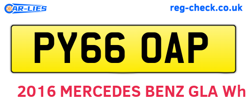 PY66OAP are the vehicle registration plates.