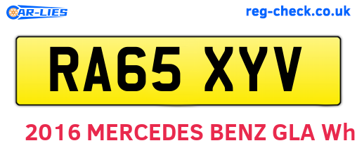 RA65XYV are the vehicle registration plates.