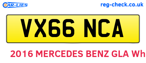 VX66NCA are the vehicle registration plates.