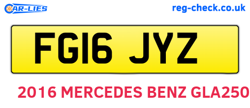 FG16JYZ are the vehicle registration plates.
