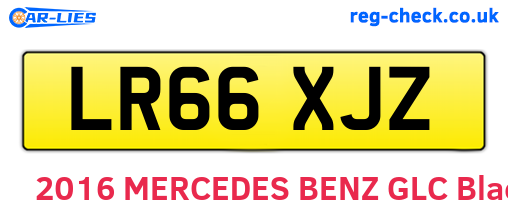 LR66XJZ are the vehicle registration plates.