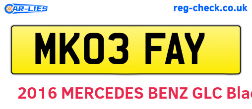 MK03FAY are the vehicle registration plates.