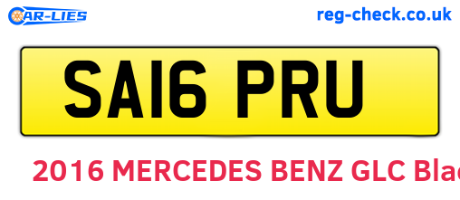 SA16PRU are the vehicle registration plates.
