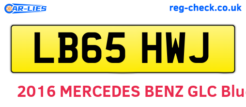 LB65HWJ are the vehicle registration plates.