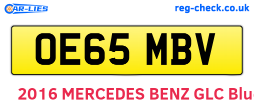 OE65MBV are the vehicle registration plates.