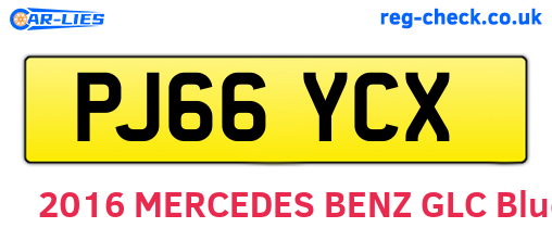 PJ66YCX are the vehicle registration plates.