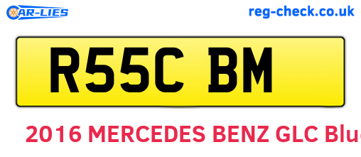 R55CBM are the vehicle registration plates.