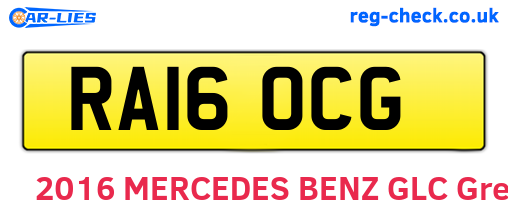 RA16OCG are the vehicle registration plates.