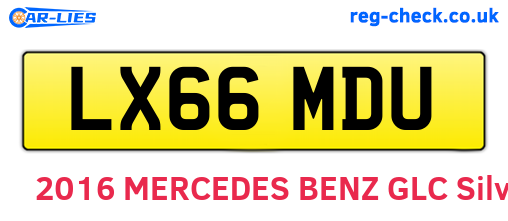 LX66MDU are the vehicle registration plates.