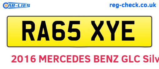 RA65XYE are the vehicle registration plates.