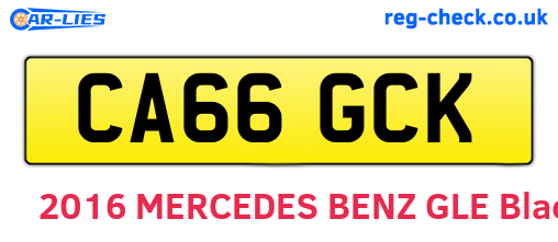 CA66GCK are the vehicle registration plates.