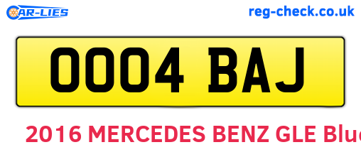 OO04BAJ are the vehicle registration plates.