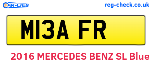 M13AFR are the vehicle registration plates.