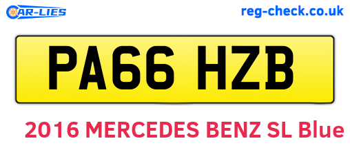 PA66HZB are the vehicle registration plates.