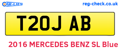 T20JAB are the vehicle registration plates.