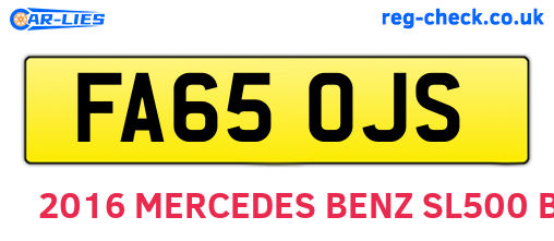 FA65OJS are the vehicle registration plates.