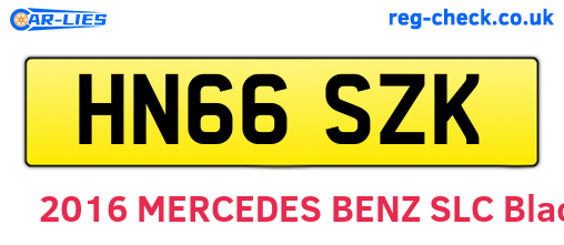 HN66SZK are the vehicle registration plates.