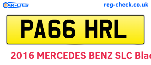 PA66HRL are the vehicle registration plates.