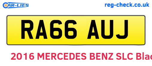 RA66AUJ are the vehicle registration plates.