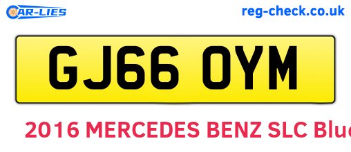 GJ66OYM are the vehicle registration plates.