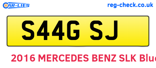 S44GSJ are the vehicle registration plates.