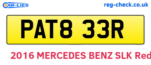 PAT833R are the vehicle registration plates.