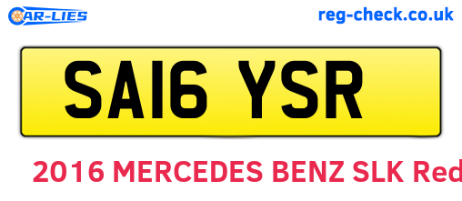 SA16YSR are the vehicle registration plates.