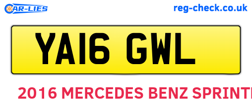 YA16GWL are the vehicle registration plates.