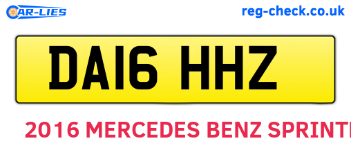 DA16HHZ are the vehicle registration plates.