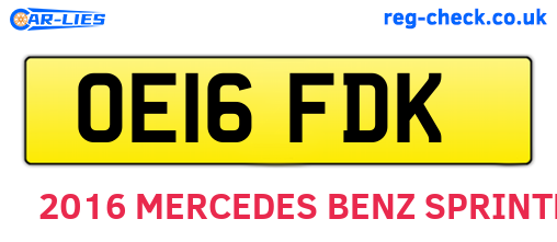 OE16FDK are the vehicle registration plates.