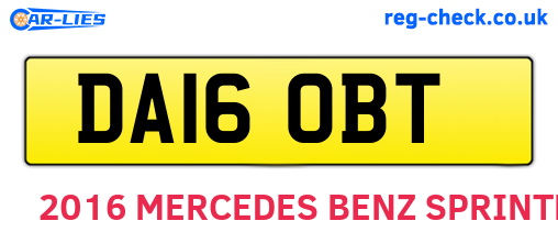 DA16OBT are the vehicle registration plates.
