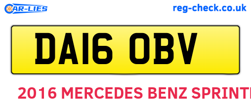 DA16OBV are the vehicle registration plates.