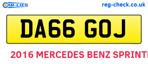 DA66GOJ are the vehicle registration plates.