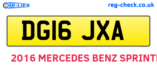 DG16JXA are the vehicle registration plates.