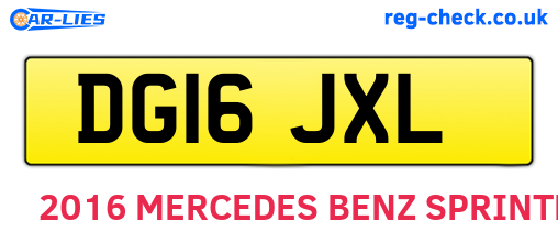 DG16JXL are the vehicle registration plates.
