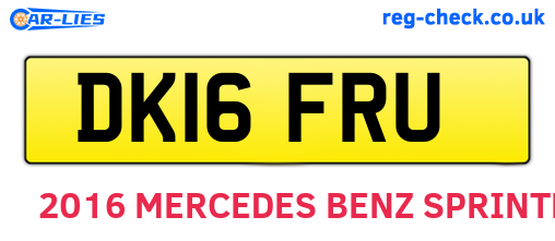DK16FRU are the vehicle registration plates.