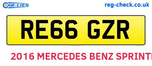 RE66GZR are the vehicle registration plates.