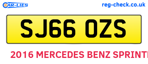 SJ66OZS are the vehicle registration plates.