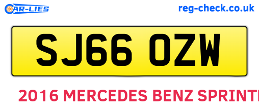 SJ66OZW are the vehicle registration plates.