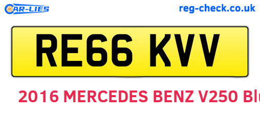 RE66KVV are the vehicle registration plates.