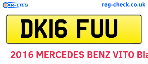 DK16FUU are the vehicle registration plates.