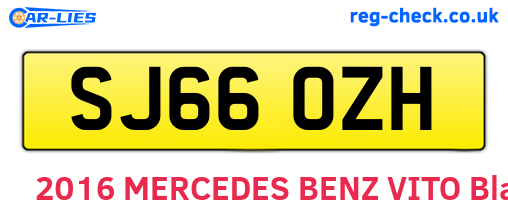 SJ66OZH are the vehicle registration plates.