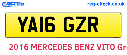 YA16GZR are the vehicle registration plates.