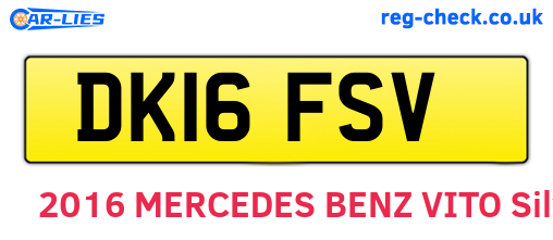 DK16FSV are the vehicle registration plates.