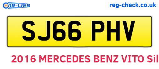 SJ66PHV are the vehicle registration plates.
