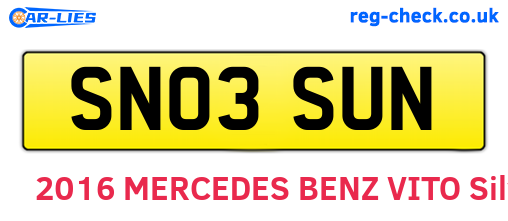 SN03SUN are the vehicle registration plates.